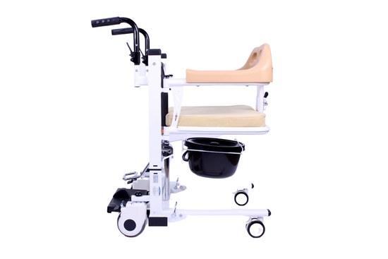 Commode transport chair, hydraulic lift wheelchair to transfer patient